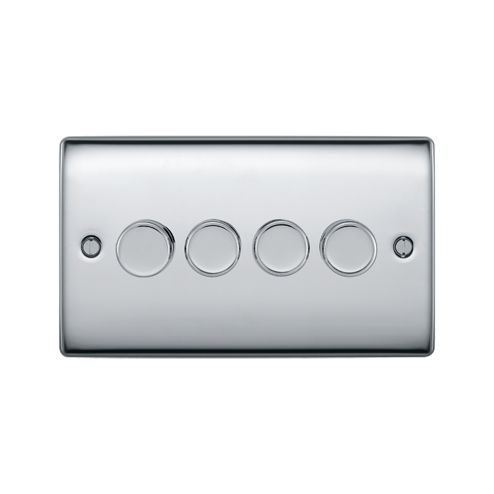 BG Nexus Metal Polished Chrome 4 Gang Dimmer Switch