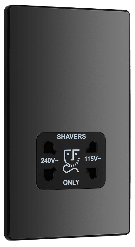BG Evolve Black Chrome 115/240V dual voltage shaver socket - PCDBC20B-01