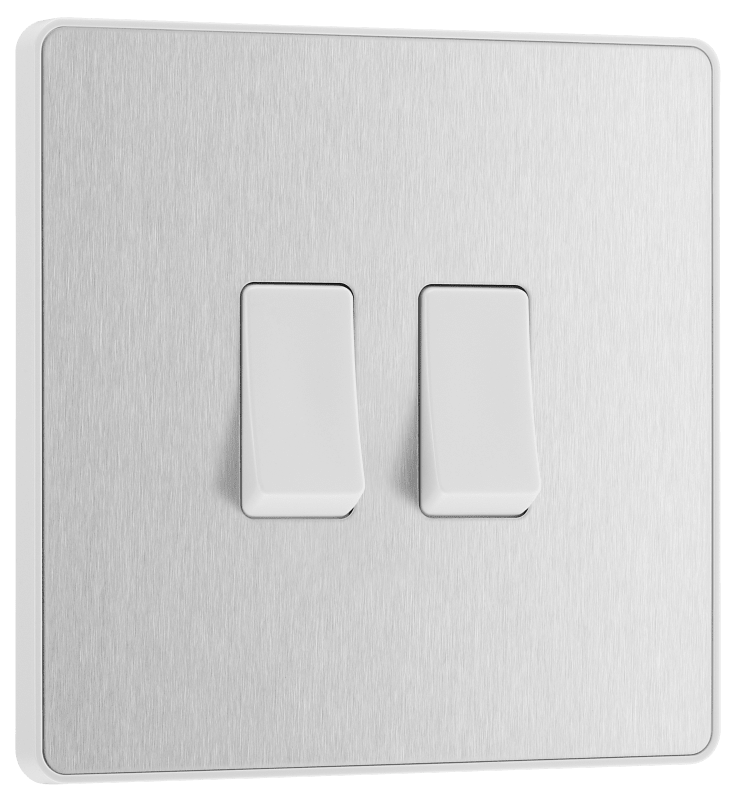 BG Evolve Brushed Steel Double, 2 way switch - PCDBS42W-01
