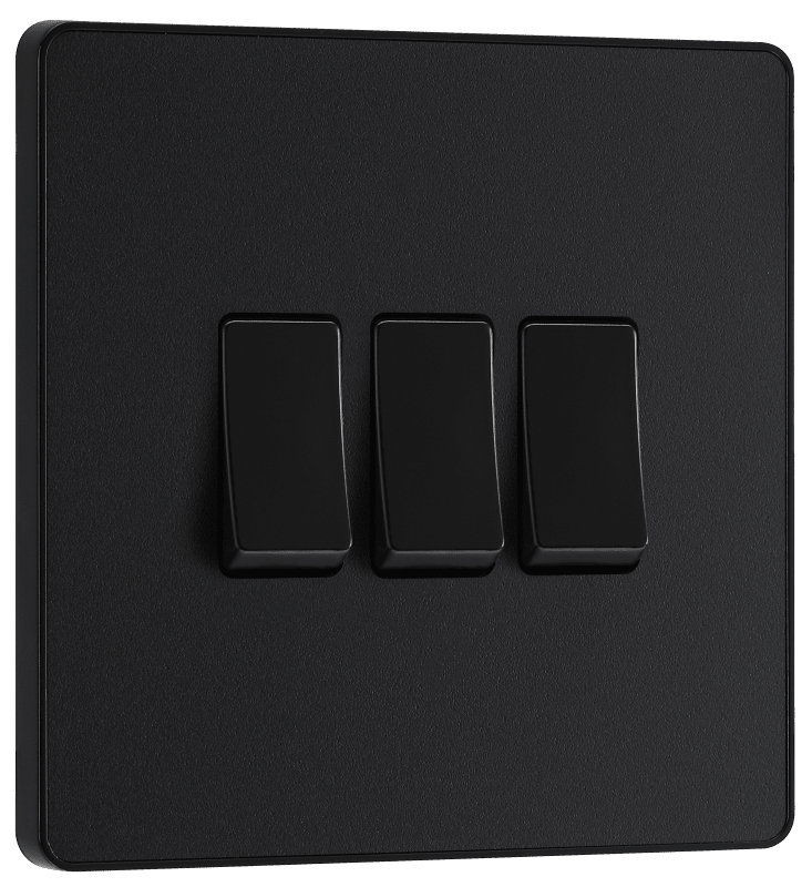 BG Evolve Matt Black Triple, 2 way switch - PCDMB43B-01