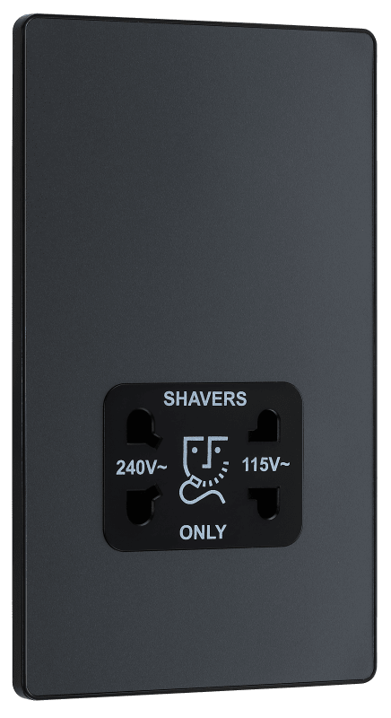 BG Evolve Matt Grey 115/240V dual voltage shaver socket - PCDMG20B-01