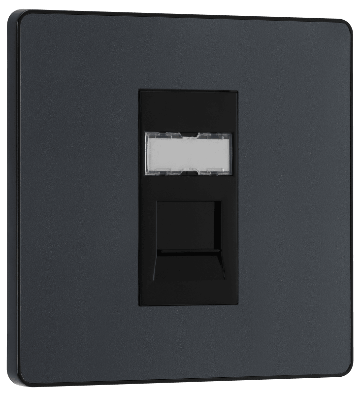 BG Evolve Matt Grey Single, RJ45 telephone socket - PCDMGRJ451B-01