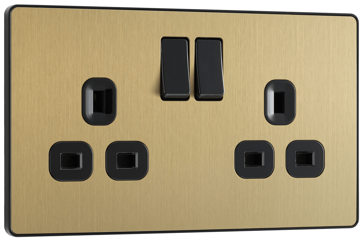 BG Evolve Satin Brass Double, switched, single pole - PCDSB22B-01