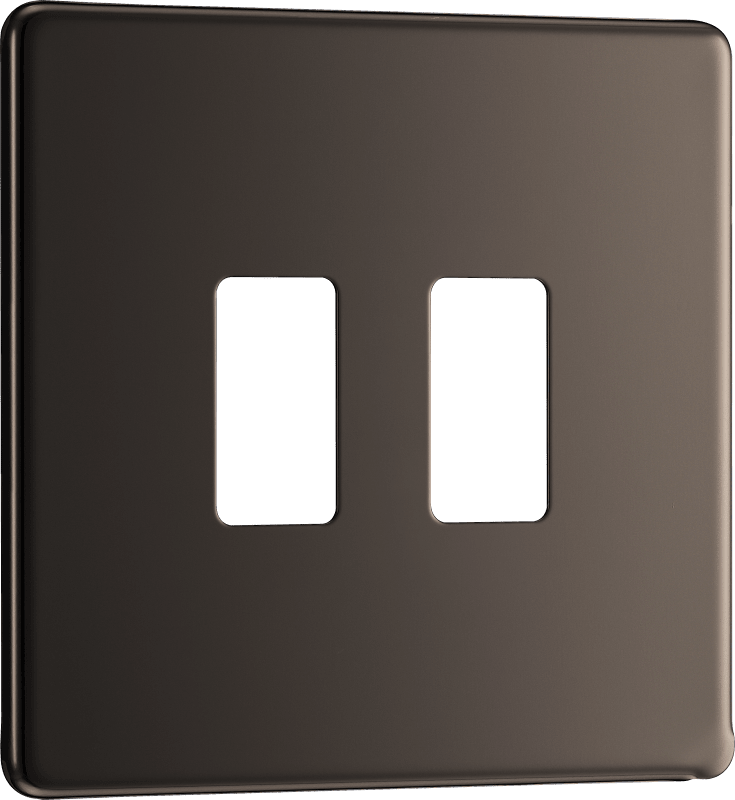 BG Nexus Screwless Flatplate Black Nickel 2 module, square - RFBN2-01