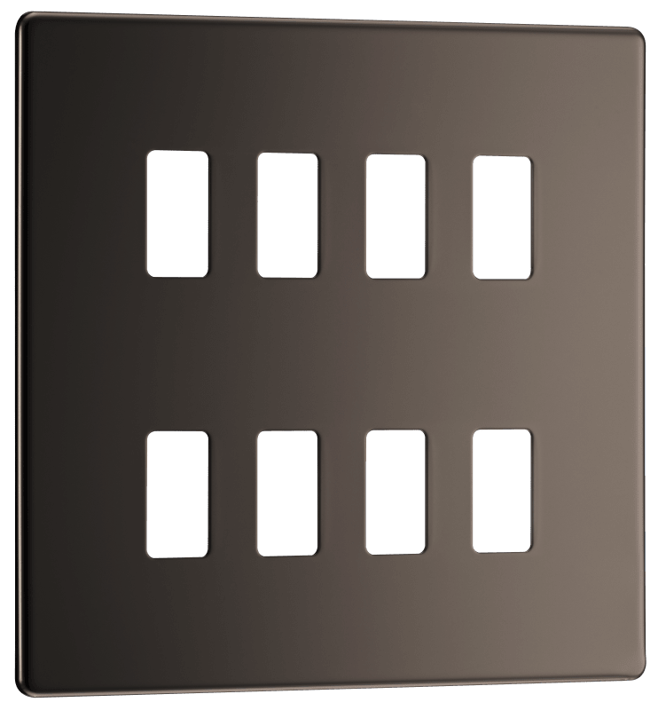 BG Nexus Screwless Flatplate Black Nickel 8 module, square - RFBN8-01