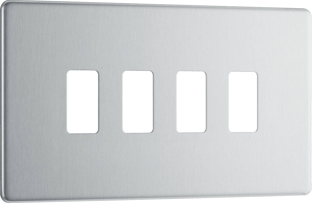 BG Nexus Screwless Flatplate Brushed Steel 4 module, rectangular - RFBS4-01