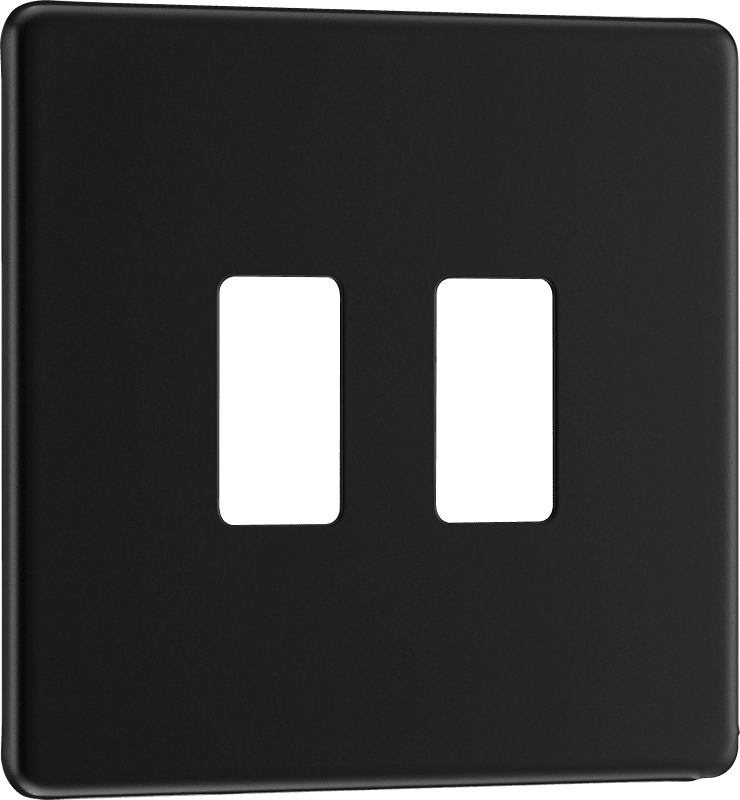 BG Nexus Screwless Flatplate Matt Black 2 module - square - RFFB2-01