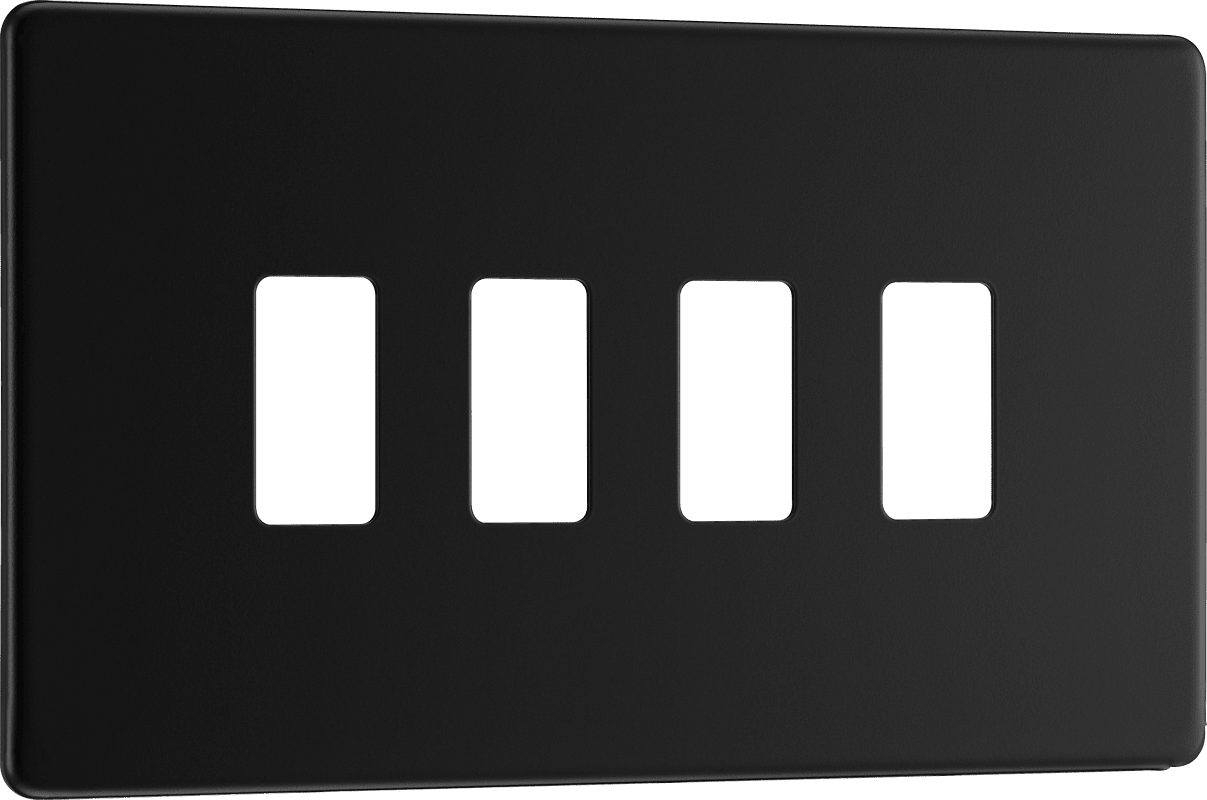 BG Nexus Screwless Flatplate Matt Black 4 module - rectangular - RFFB4-01