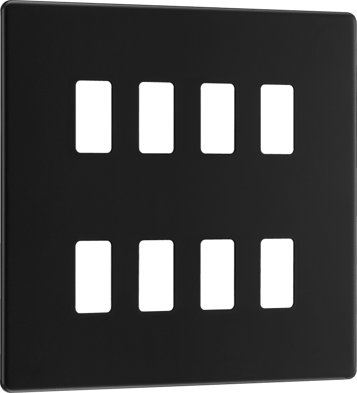 BG Nexus Screwless Flatplate Matt Black 8 module - square - RFFB8-01