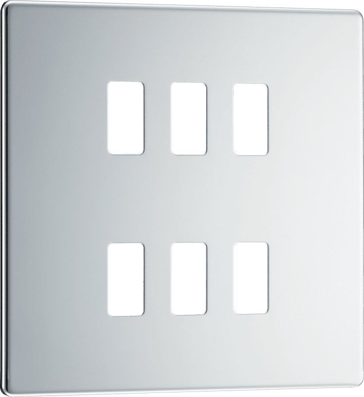 BG Nexus Screwless Flatplate Polished Chrome 6 module, square - RFPC6-01