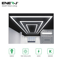 Ener-J 536W Designer Ceiling Light 3 Rectangle Inner Frame Border Black 240V