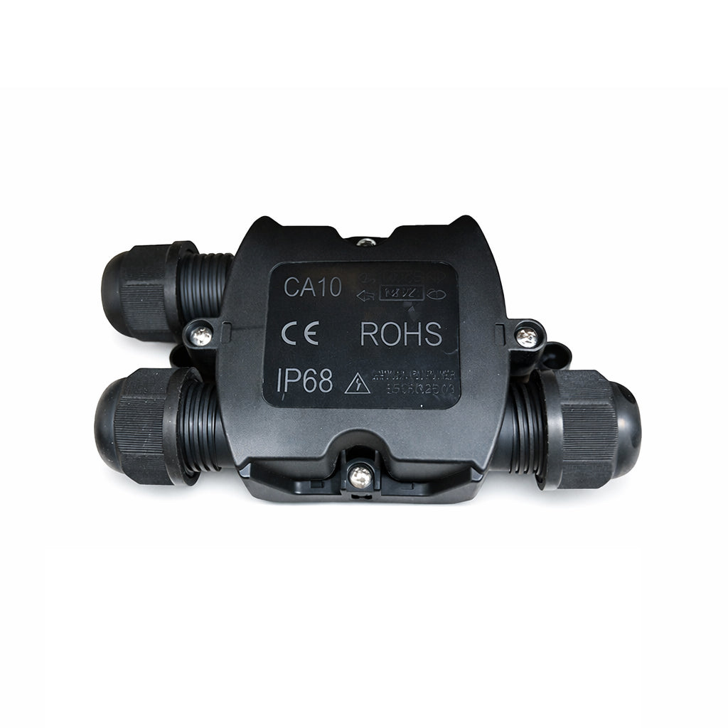 Waterproof Inline IP68 Cable Splitter Junction Box Cable Connector - 3 Way Black (2 pcs pack)