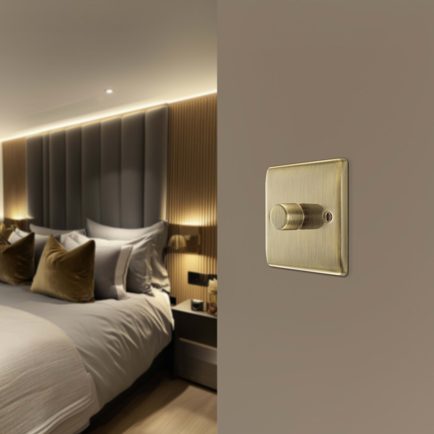 BG Nexus Metal Antique Brass 2 Gang Dimmer Switches
