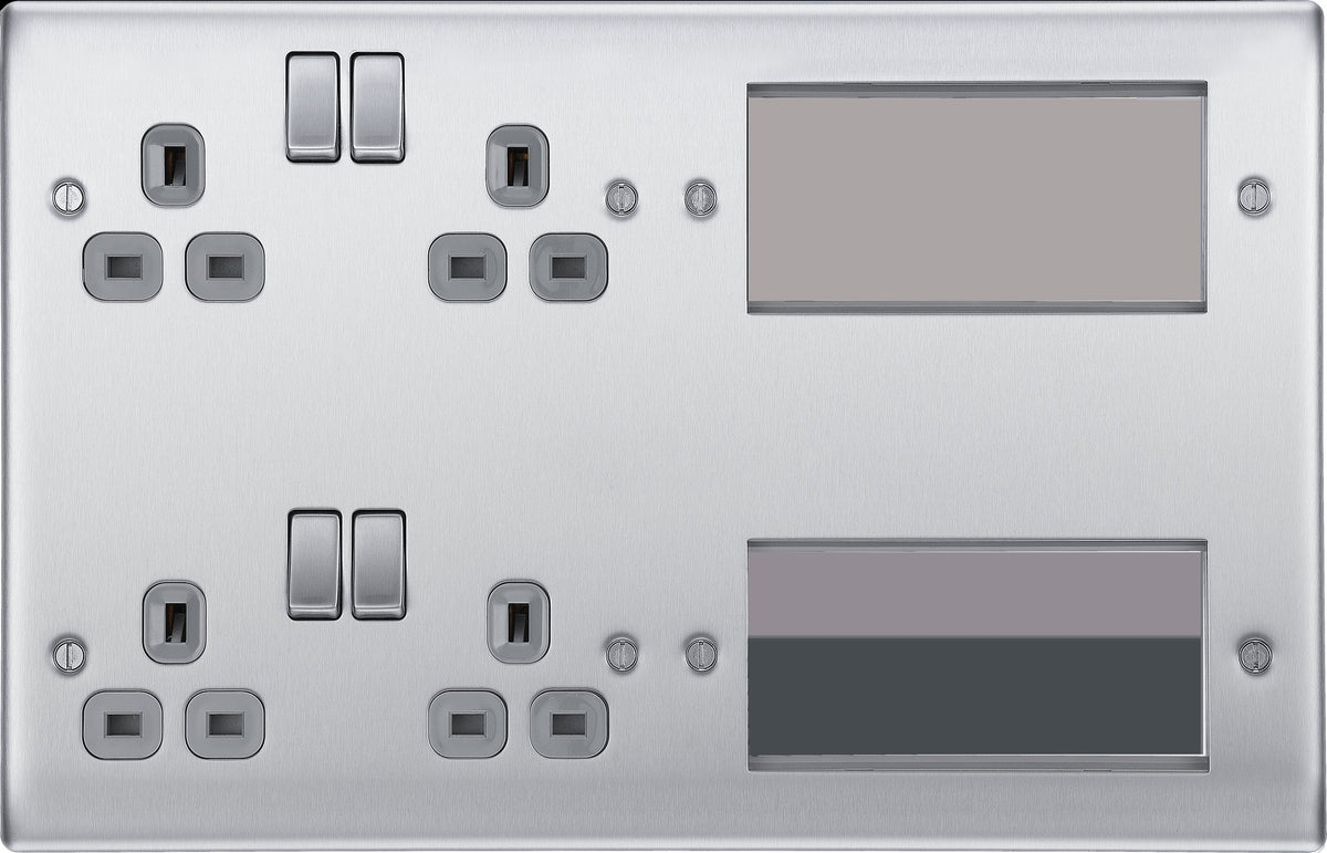 BG Nexus Metal Brushed Steel Combination Plate