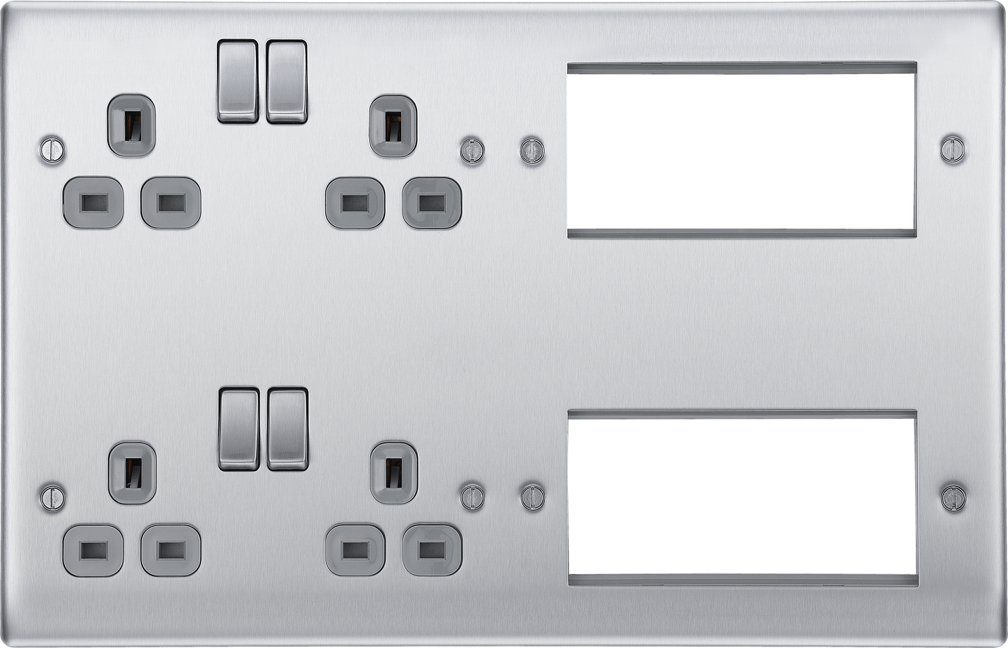 BG Nexus Metal Brushed Steel Combination Plate