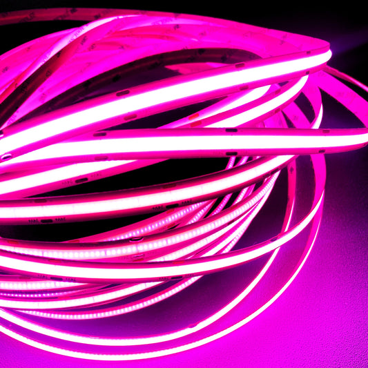 Pink COB LED Strip Light - 24V, 528 LEDs/m, 14W/m