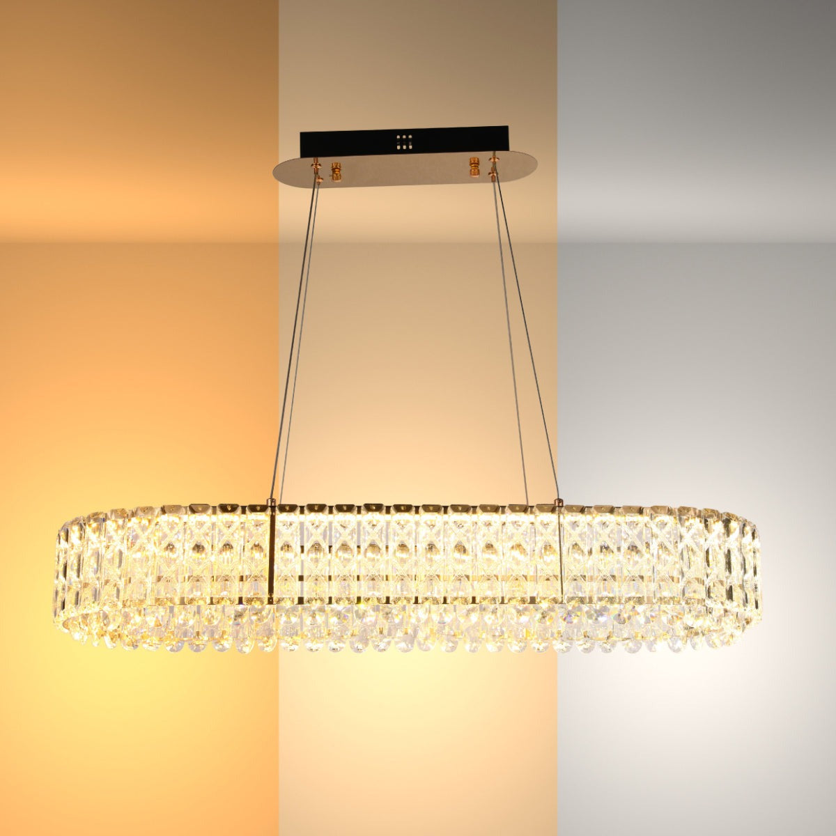 Crystal Gold Pendant Chandelier Light with Remote Control