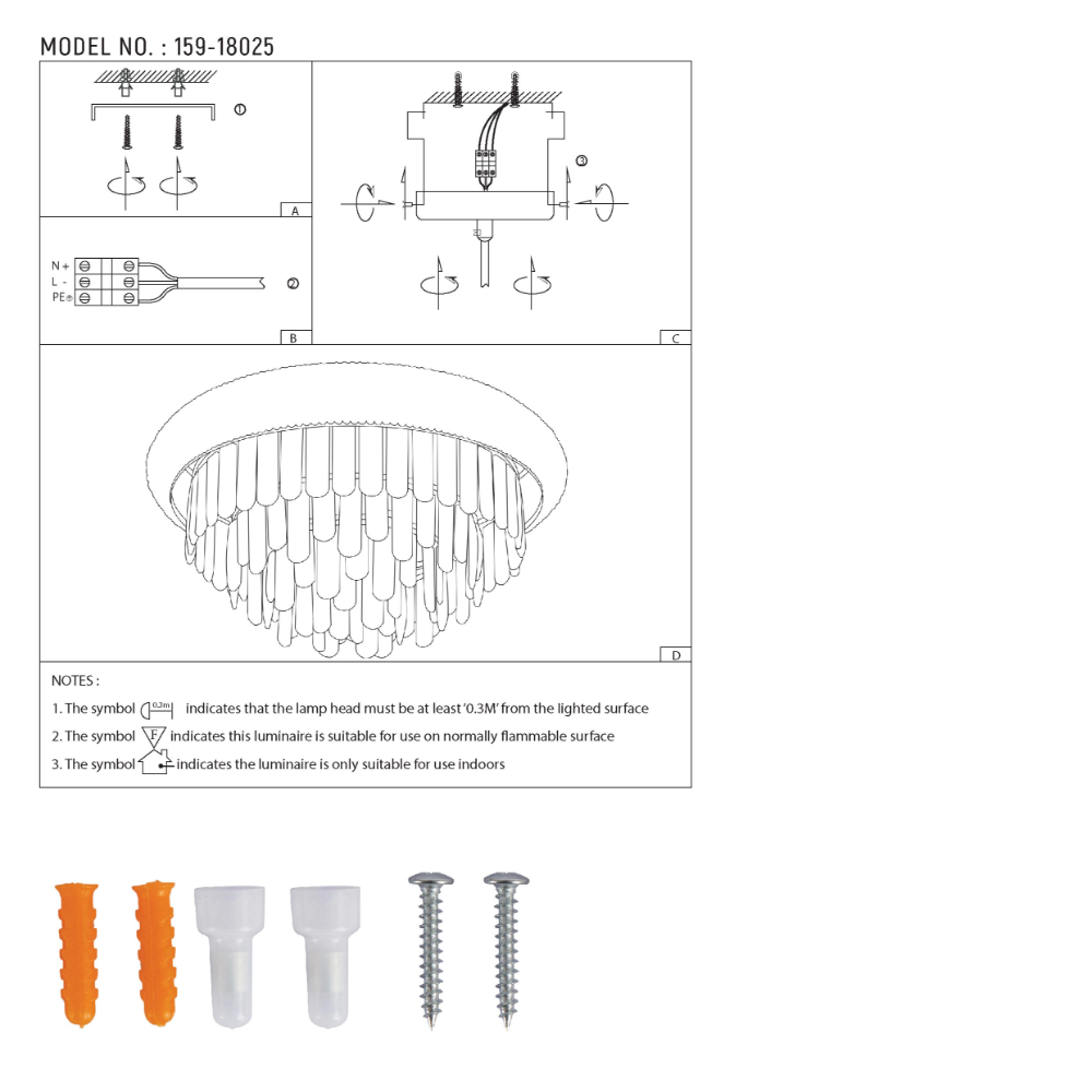 Alexandra Flush Crystal Chandelier Ceiling Light