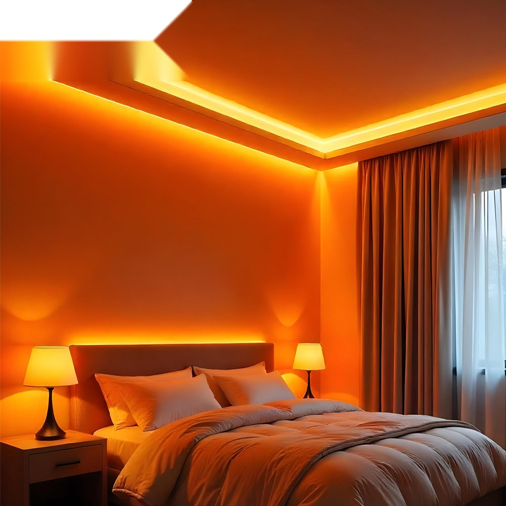 51.3mm x 12.5mm Recessed Plasterboard Trimless Aluminium LED Profile with Flange for Drywall - 2m Kit (1mm Thickness)