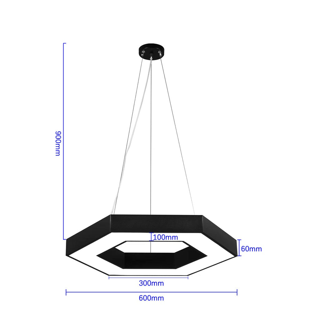 Hollow Hexagon LED Pendant Light — Black