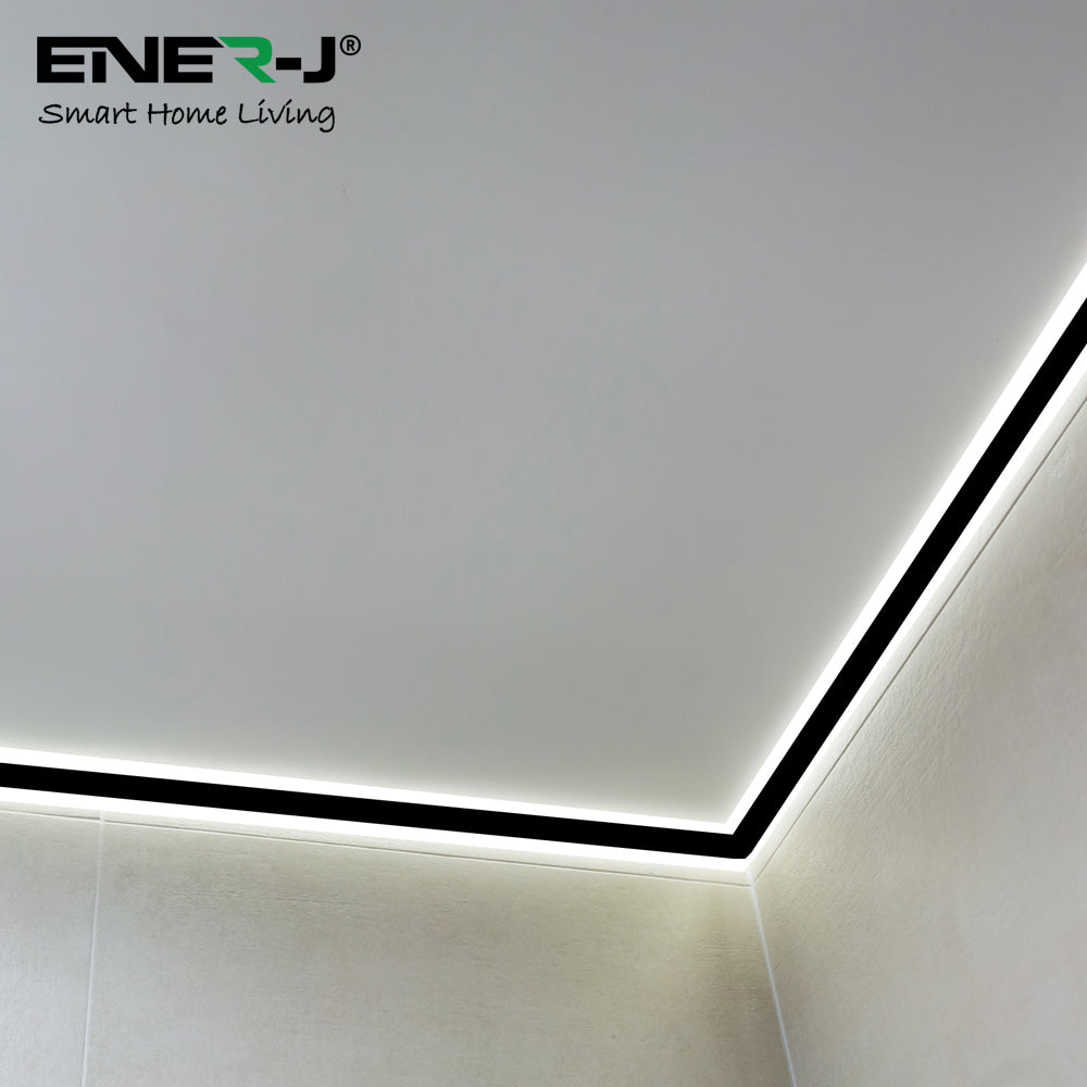 Gypsum LED Cove Light 45 Degree Corner Aluminum Profile- Black, 2 Meters