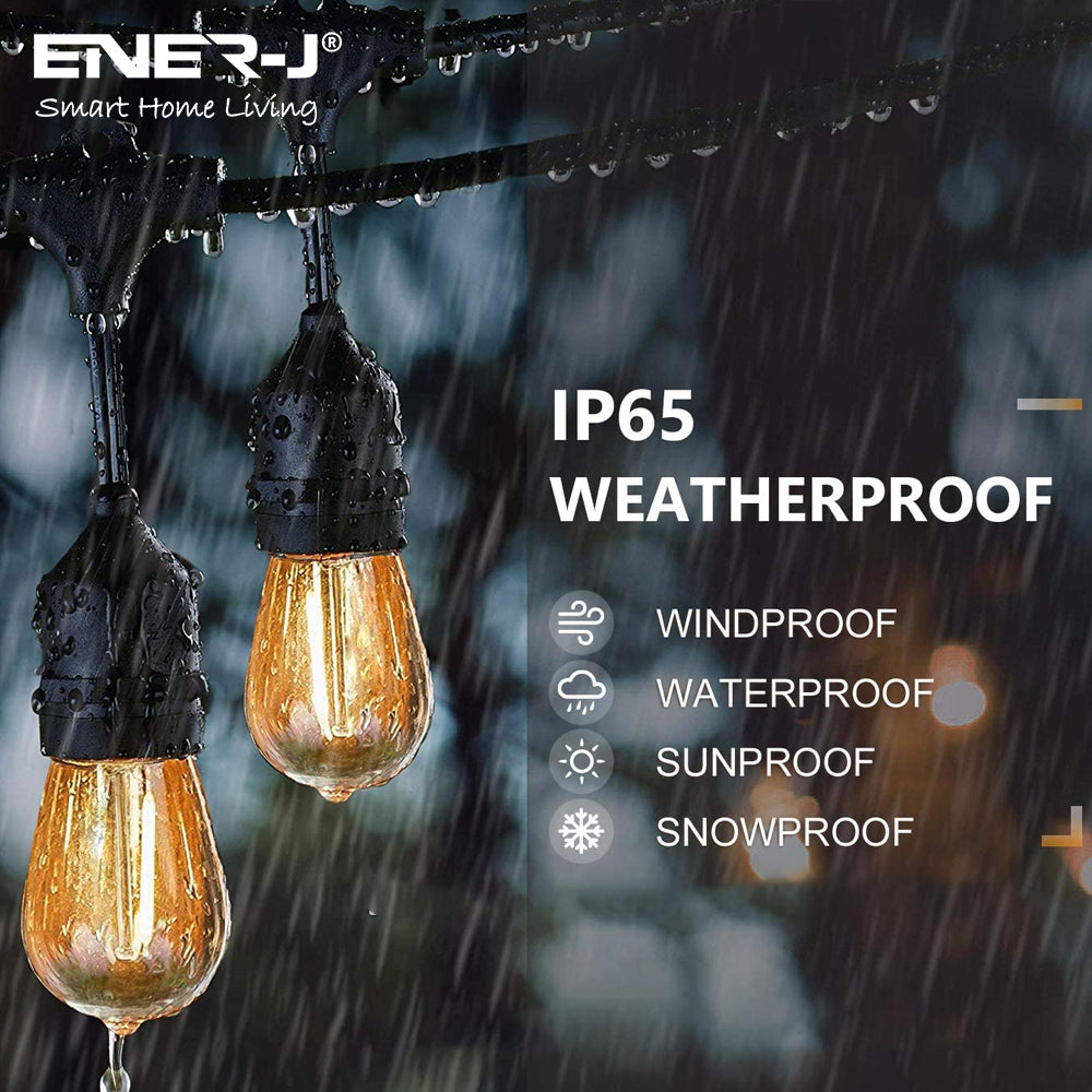 Ener-J 100 Feet LED Filament Bulb String Light Kit (inc 30x1W Filament LED Lamps)