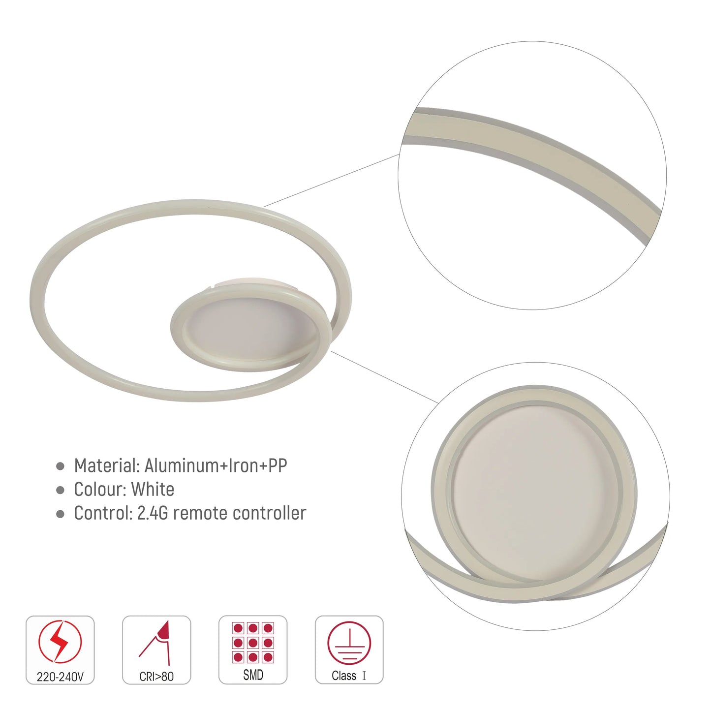 Modern Spiral LED Ceiling Light CCT Tunable and Dimmable with Remote 72W