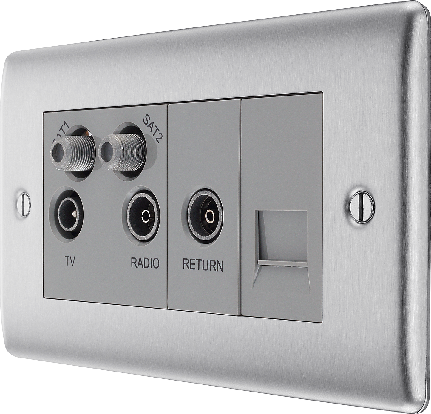 BG Nexus Metal Brushed Steel Co-Axial & Satellite Socket