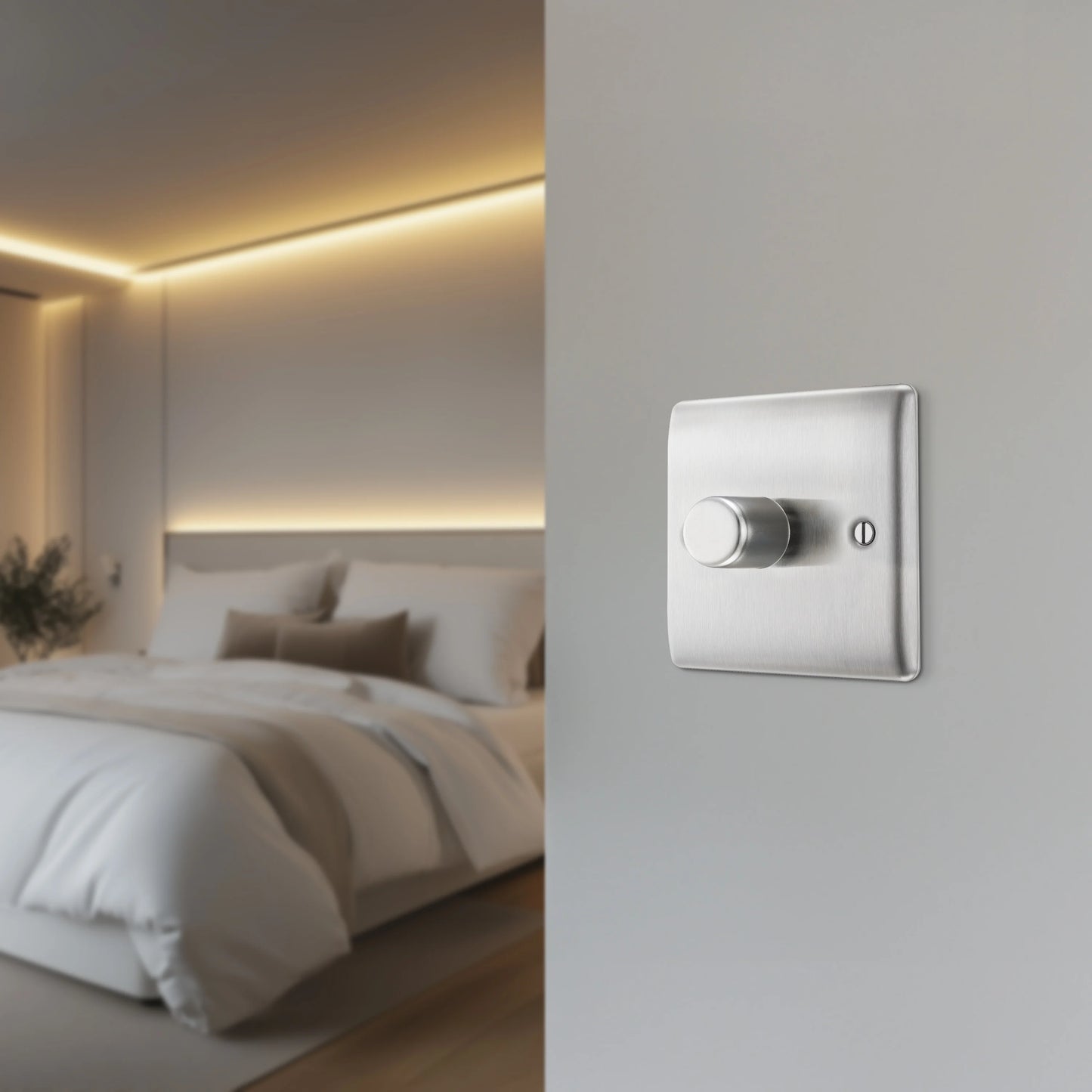 BG Nexus Metal Brushed Steel 2 Gang Dimmer Switch
