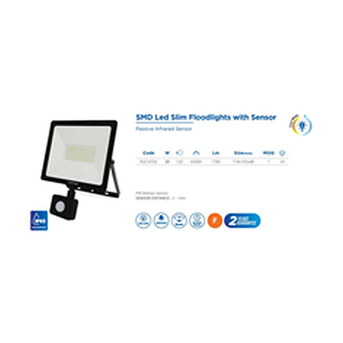 Rother SMD LED Slim Floodlight With Sensor 20W