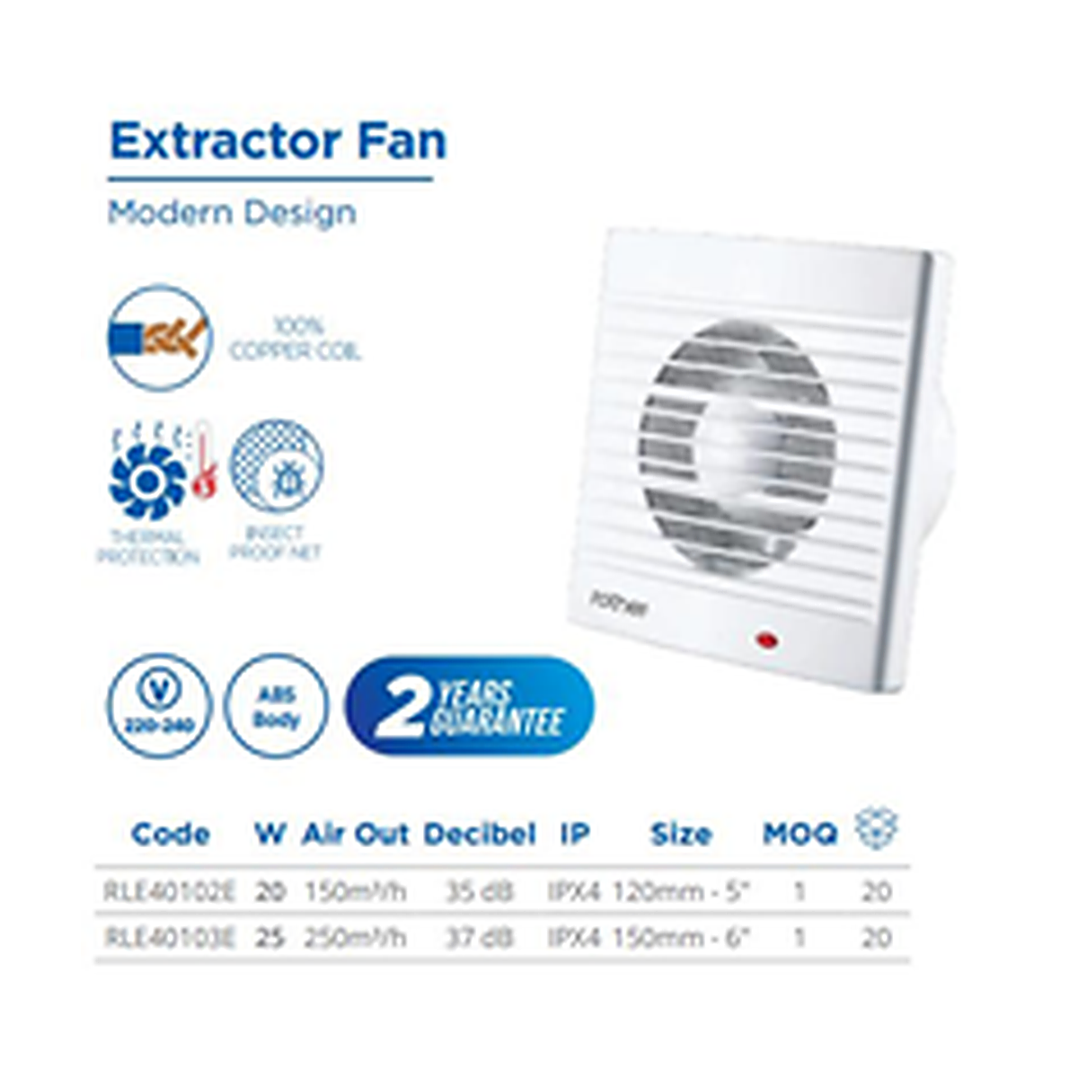 Rother Extractor Fan 20W 150M3/H 120mm