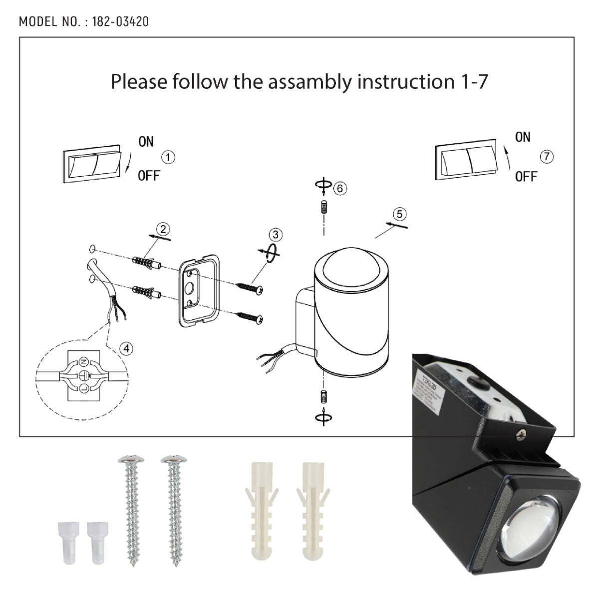 Rotatable Cubes LED Wall Light, Black, 3000K, Narrow Beam