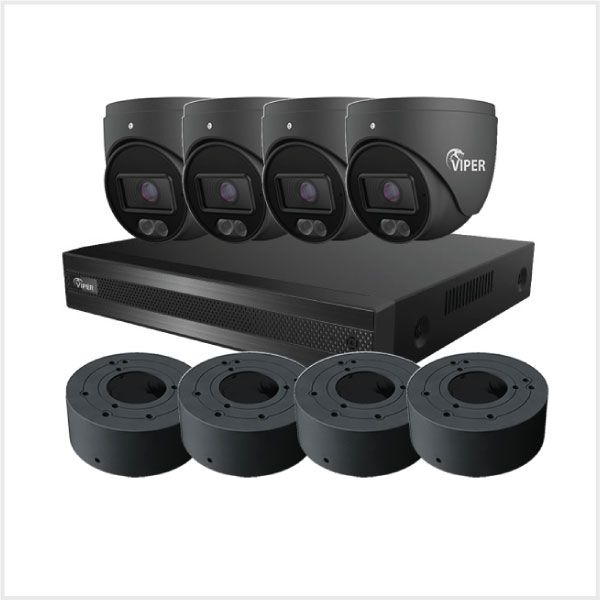 4K 8CH Kit with 4 TURVIPS4-6IL-FG and 4 VIP-RING-03-FG – Viper