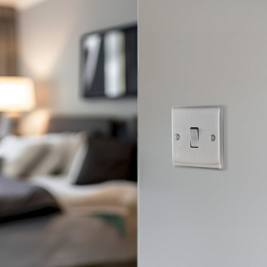 BG Nexus brushed steel 16AX light switch