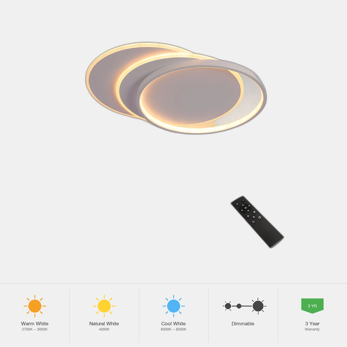 Tekled Dimmable CCT Tunable Overlapping Tray LED Ceiling Light