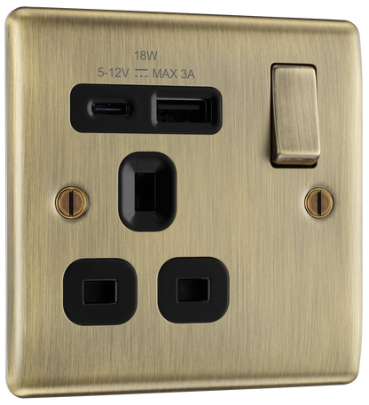 BG Nexus Metal Antique Brass USB Charging Sockets