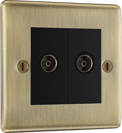 BG Nexus Metal Antique Brass Co-Axial & Satellite Sockets