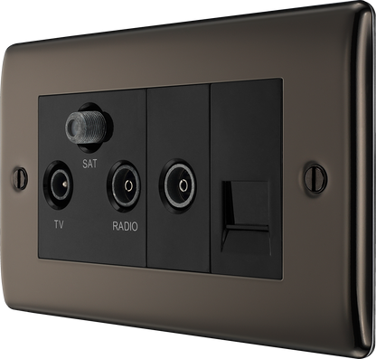 BG Nexus Metal Black Nickel Co-Axial & Satellite Socket