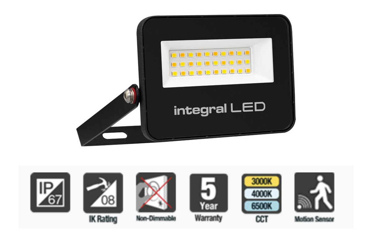 Integral Super Slim 2 Floodlight IP67 1000LM 10W Tuya 3000/4000/6500K 120° Dimmable 100LM/W Black