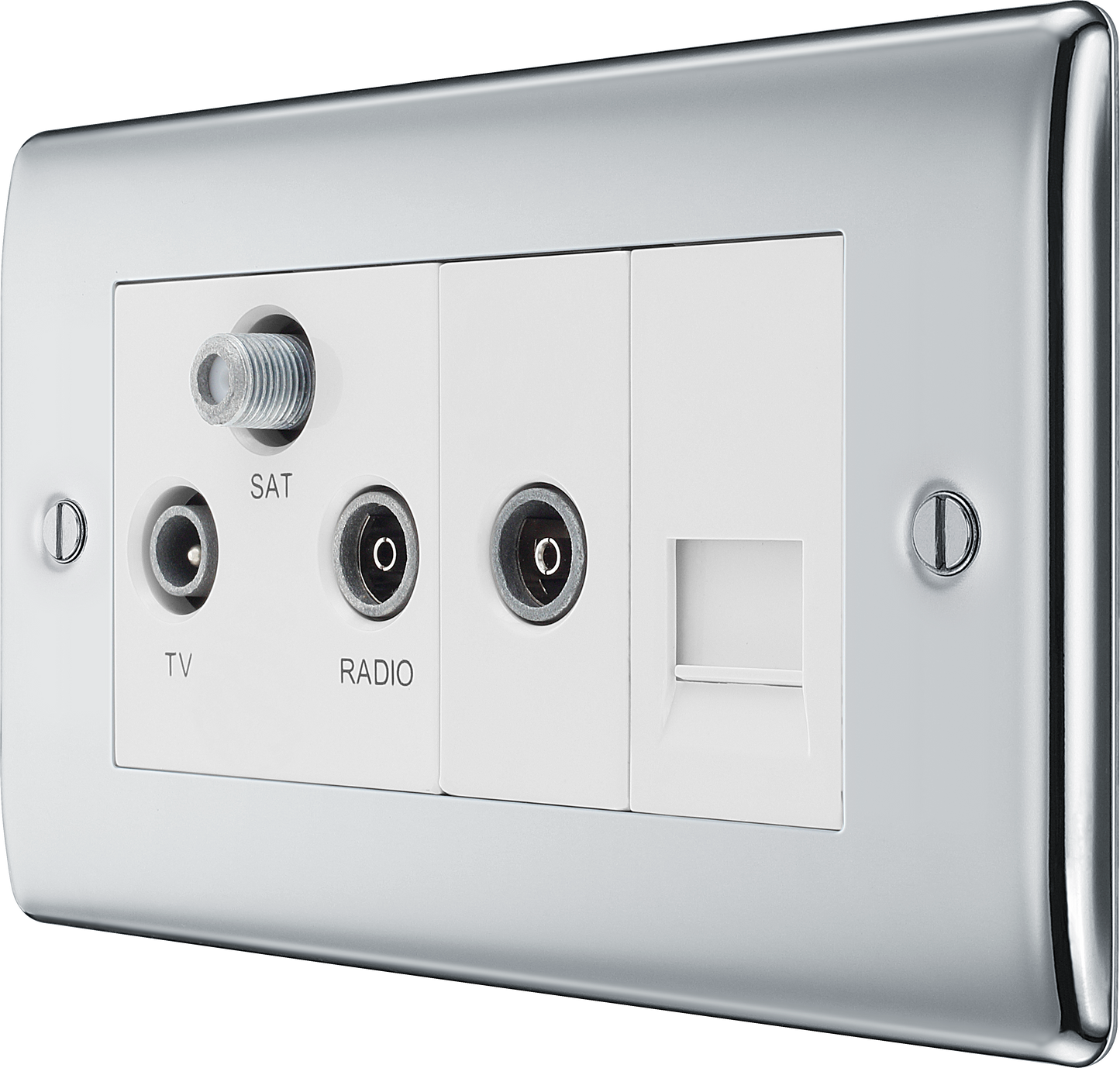 BG Nexus Metal Polished Chrome Co-Axial & Satellite Socket