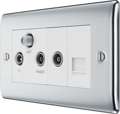 BG Nexus Metal Polished Chrome Co-Axial & Satellite Socket