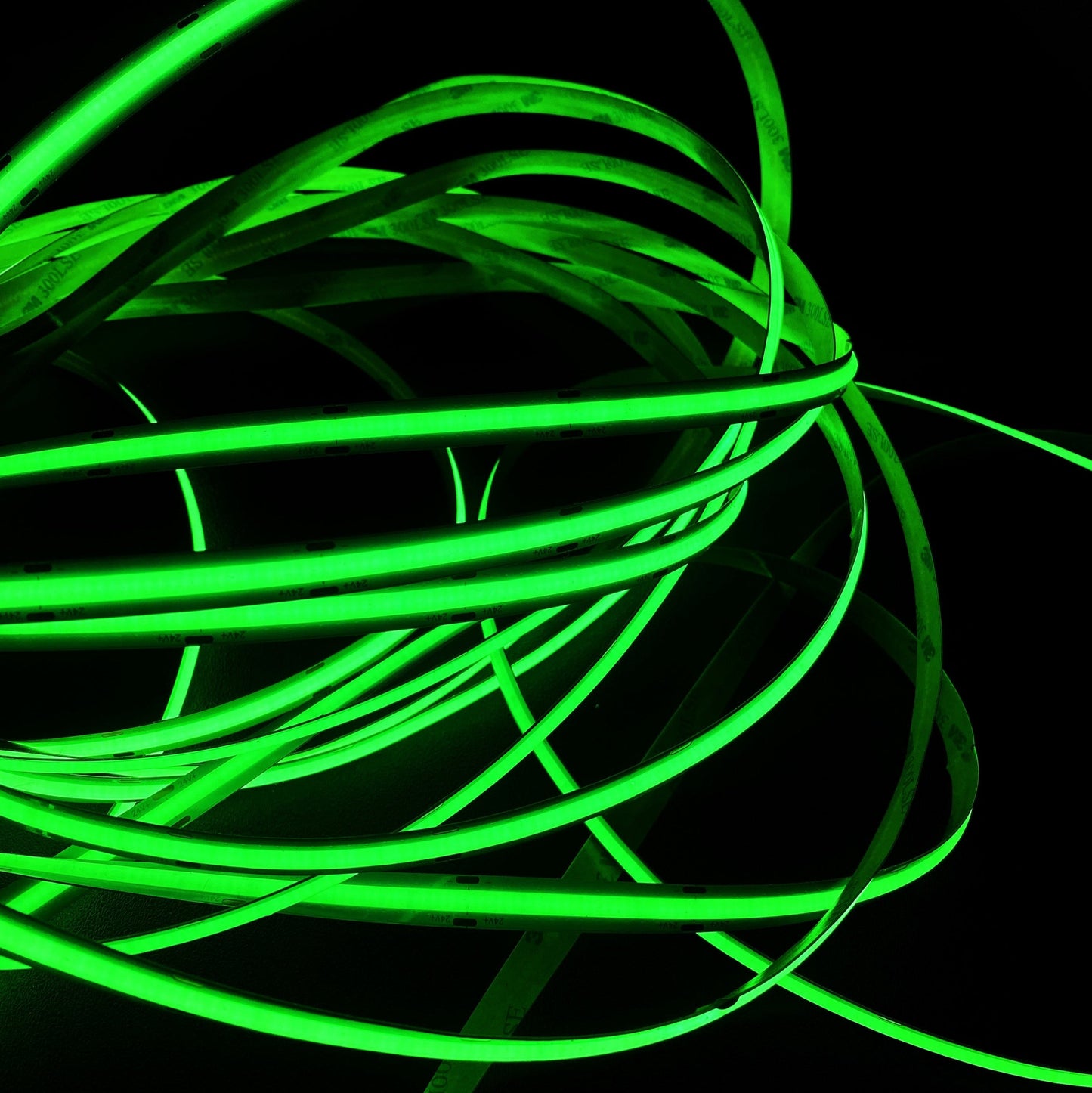Green COB LED Strip Light - 24V, 528 LEDs/m, 14W/m