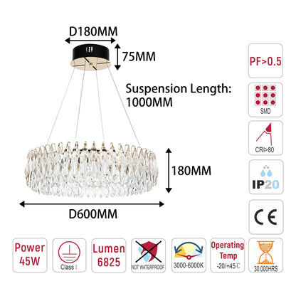 Premium Gold Crystal LED Chandelier