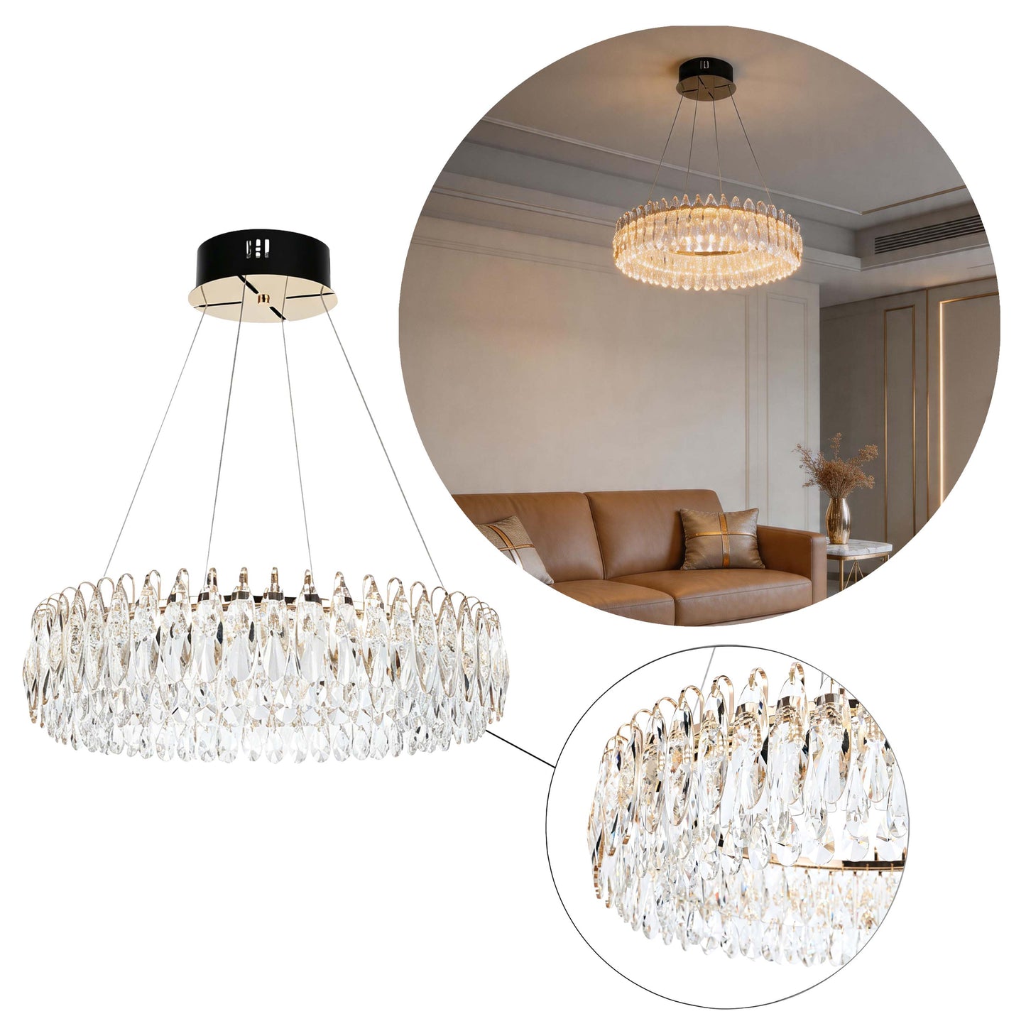 Premium Gold Crystal LED Chandelier