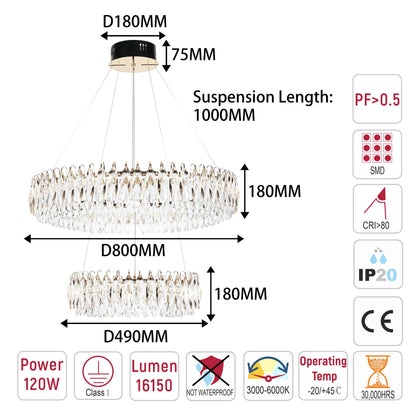 Premium Gold Crystal LED Chandelier