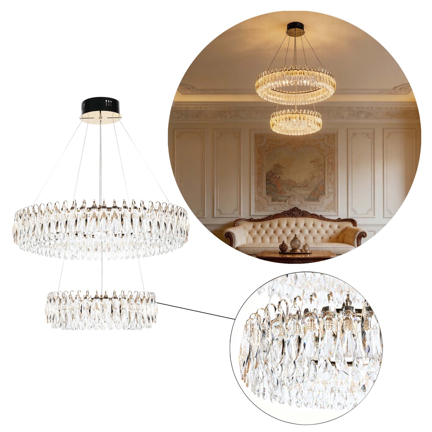 Premium Gold Crystal LED Chandelier