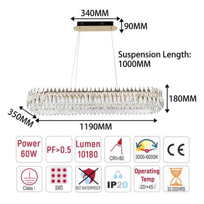 Premium Gold Crystal LED Chandelier