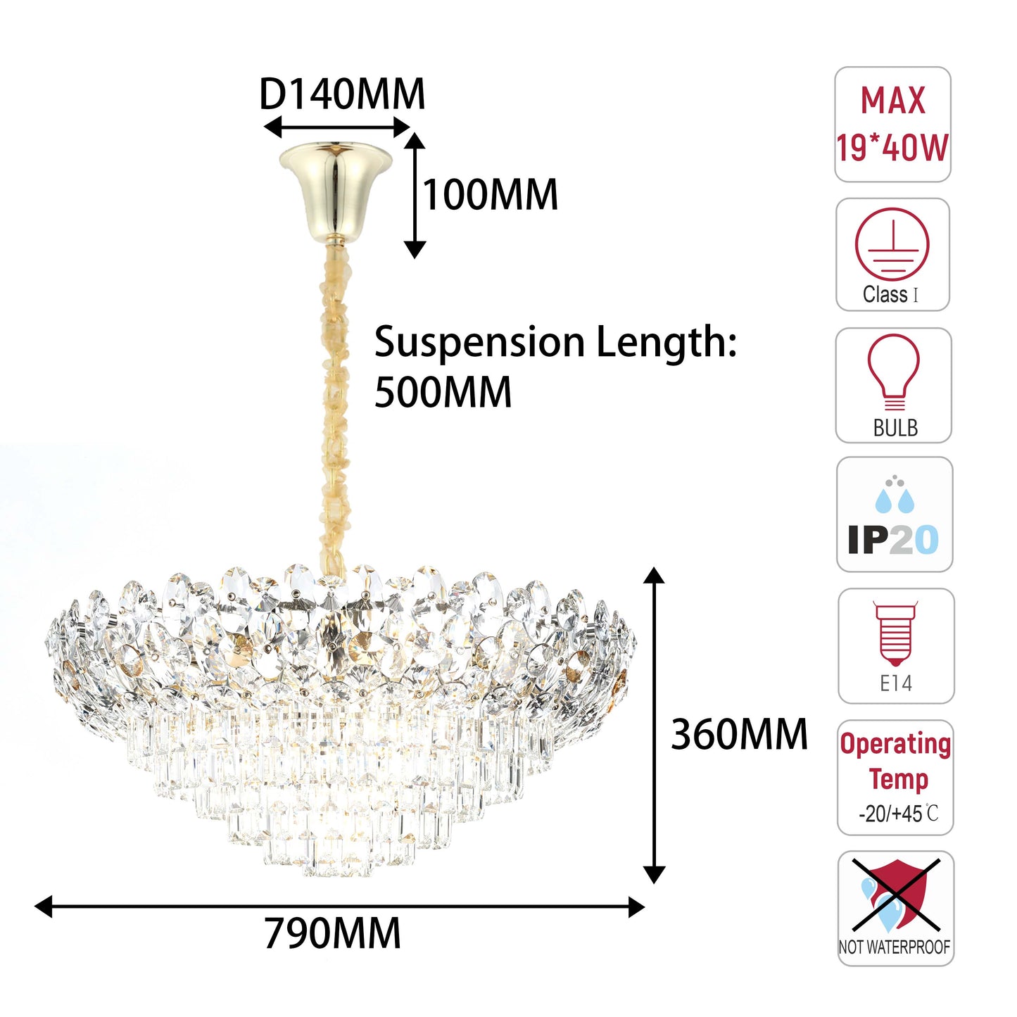 Luxury Gold Crystal Empire Chandelier M2158