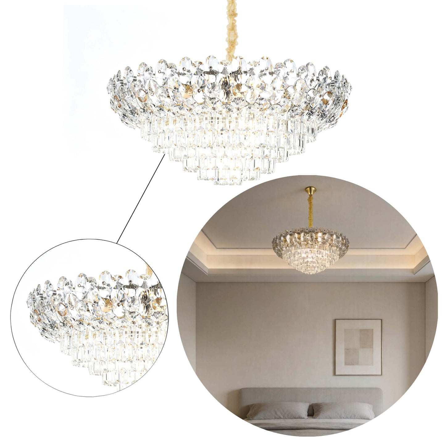 Luxury Gold Crystal Empire Chandelier M2158