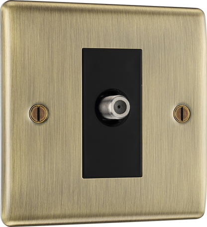 BG Nexus Metal Antique Brass Co-Axial & Satellite Sockets